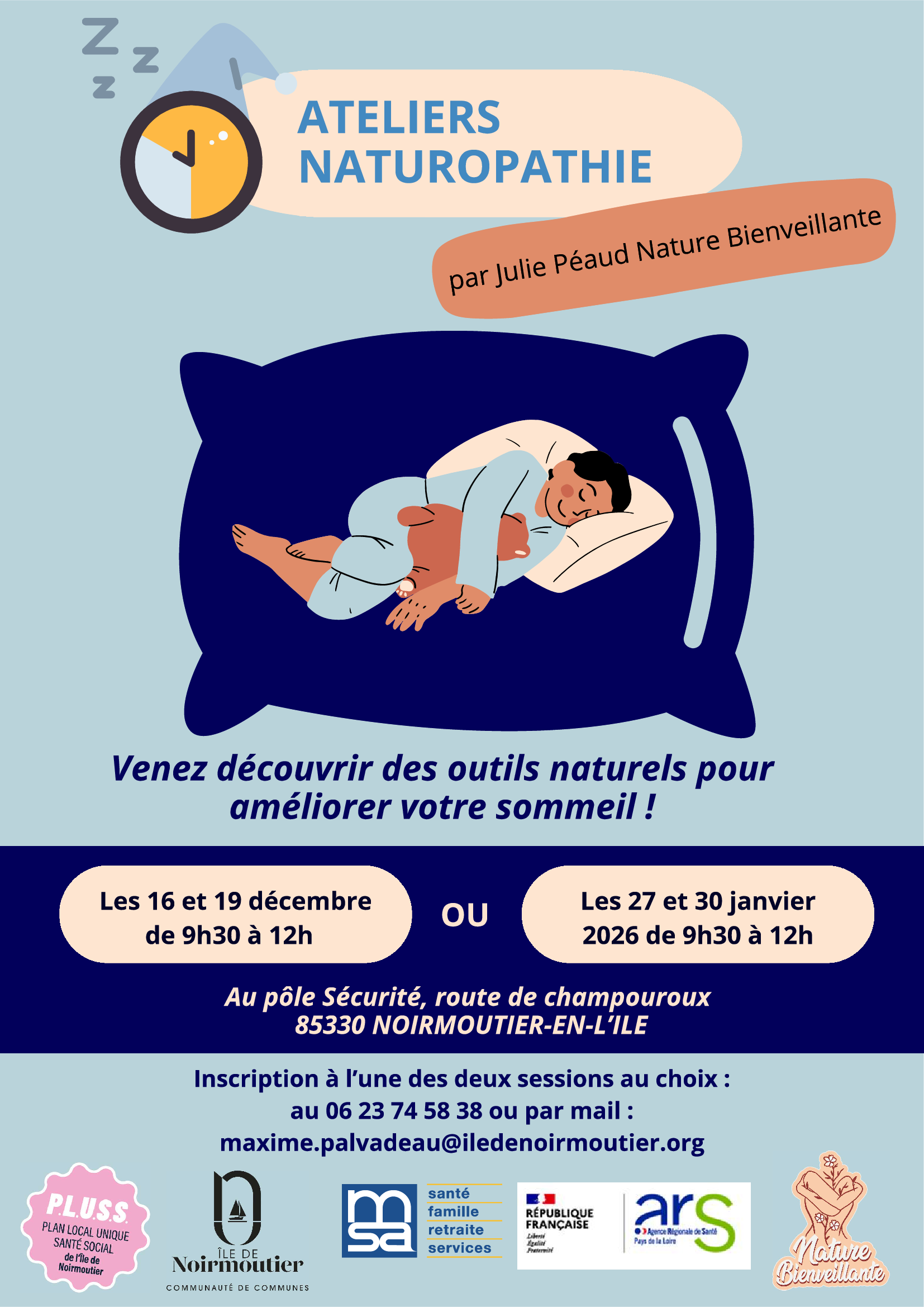 ateliers sommeil séniors améliorer le sommeil naturellement solutions naturelles pour bien dormir au 3ème âge naturopathie Noirmoutier